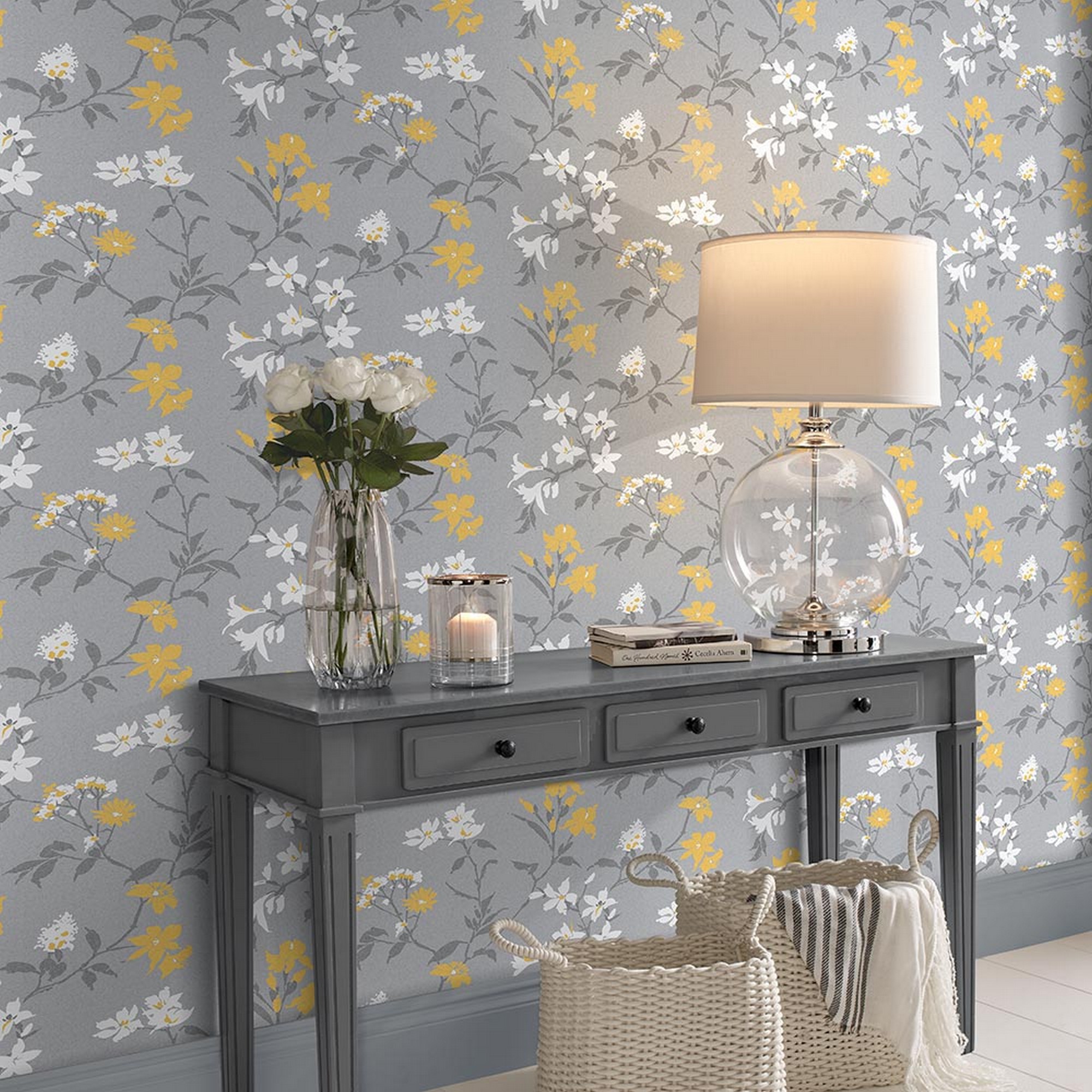 Aeris Floral Wallpaper 106418 By Graham Brown In Grey Ochre